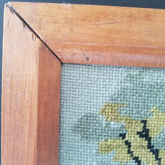 Vtg NEEDLEPOINT Tapestry- Cottage and Water Mill - Picture 5 of 10